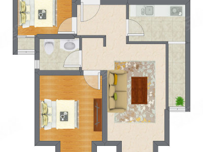 2室1厅 72.45平米户型图