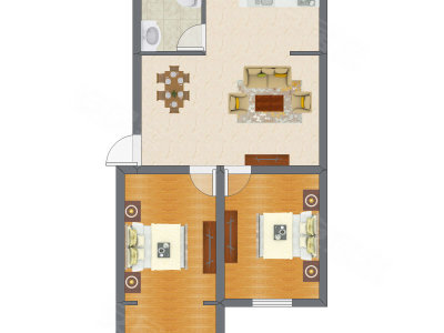 2室1厅 70.12平米