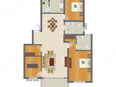 2室1厅 123.00平米户型图
