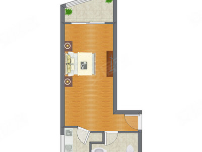 1室0厅 43.70平米户型图