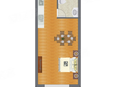 1室0厅 45.98平米户型图