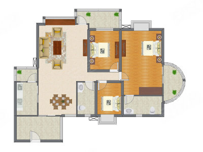 3室2厅 139.08平米户型图