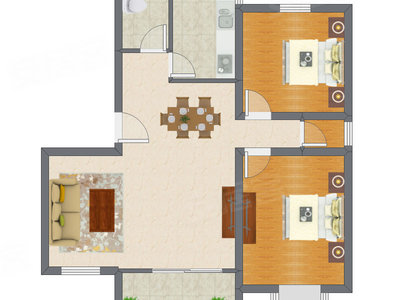 2室2厅 98.46平米户型图