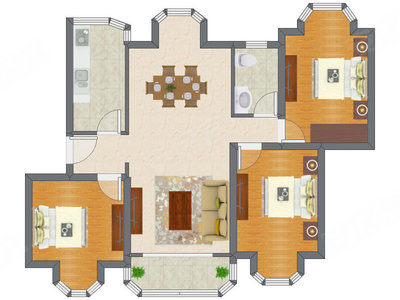 3室2厅 103.80平米户型图