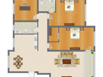3室1厅 160.00平米户型图