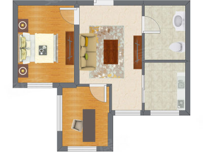 2室1厅 65.00平米户型图