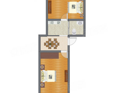 2室1厅 41.80平米户型图