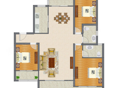 3室2厅 154.74平米