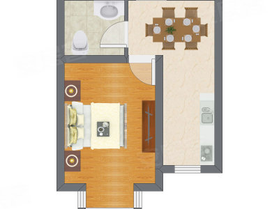 1室1厅 35.89平米户型图