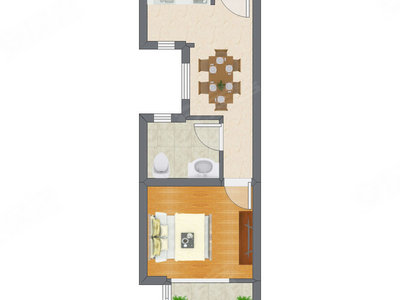 1室1厅 42.10平米户型图
