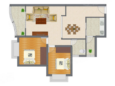 2室2厅 69.54平米