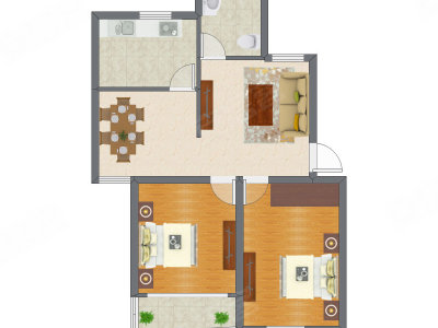 2室2厅 94.59平米户型图