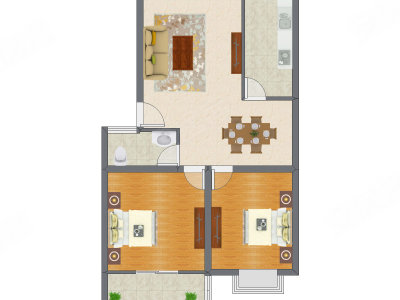 2室2厅 99.10平米户型图