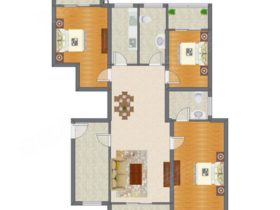 3室2厅 128.98平米