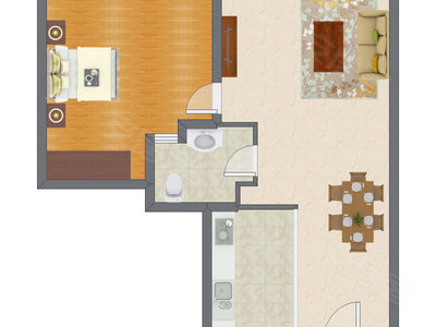 1室1厅 59.49平米户型图