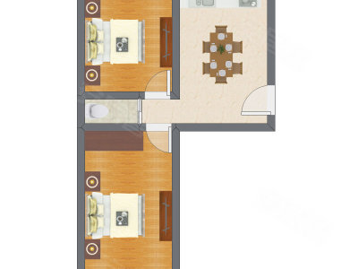 2室1厅 54.30平米