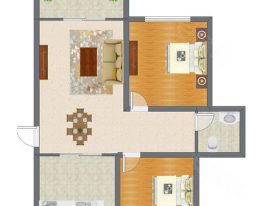 2室2厅 83.45平米