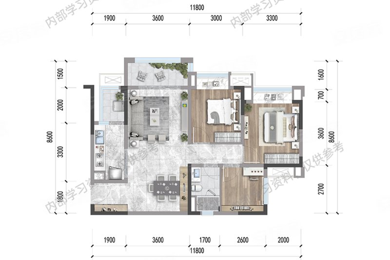 环球融创未来城3室2厅94㎡110万二手房图片