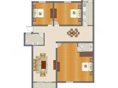3室2厅 127.50平米户型图