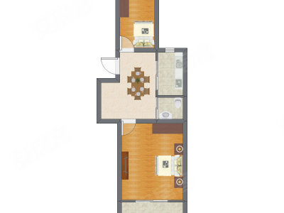 2室1厅 40.49平米
