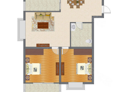 2室2厅 126.00平米