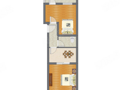 2室1厅 61.55平米
