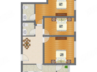 3室1厅 105.81平米