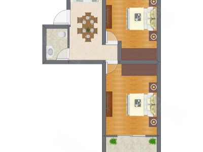 2室1厅 50.00平米户型图