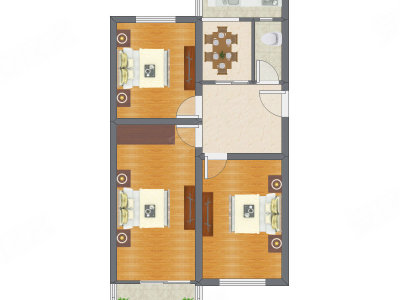 3室2厅 85.55平米户型图
