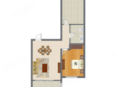 1室2厅 95.91平米户型图