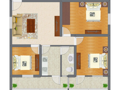 3室1厅 90.00平米户型图
