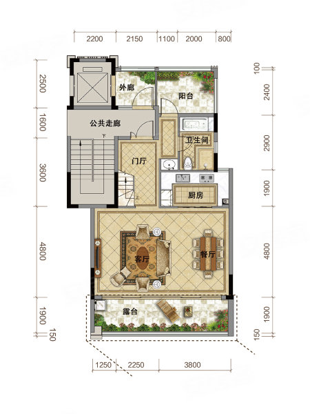 龙光城(新房)2室2厅3卫155㎡南388万