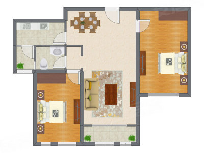 2室2厅 113.66平米户型图