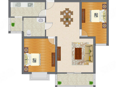 2室2厅 110.07平米户型图
