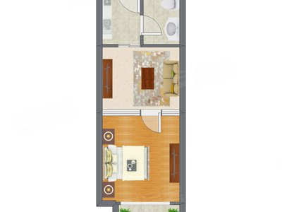 1室1厅 40.33平米户型图