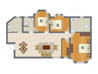 3室1厅 73.79平米