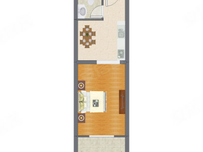 1室1厅 55.86平米户型图