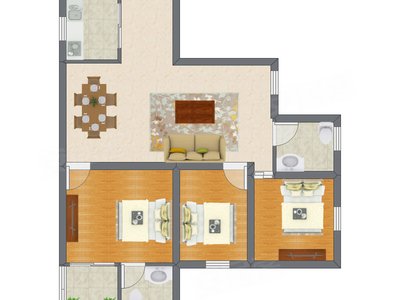 3室2厅 89.00平米