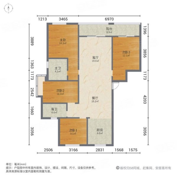 青啤君兰府4室2厅2卫160㎡南北92万