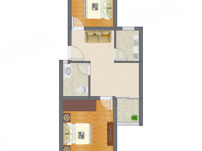 2室1厅 57.31平米