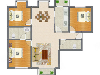 3室2厅 123.31平米