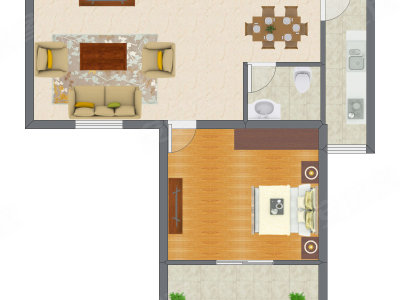 1室1厅 55.11平米户型图