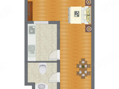 1室0厅 48.98平米户型图