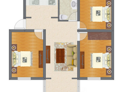 3室1厅 60.58平米