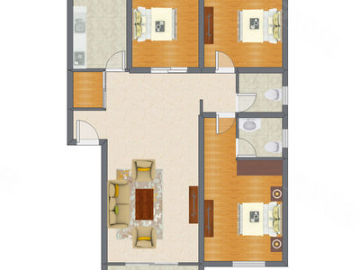 3室1厅 110.75平米户型图