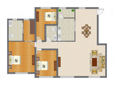 3室2厅 165.00平米