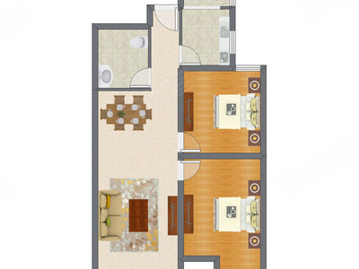 2室2厅 103.29平米户型图