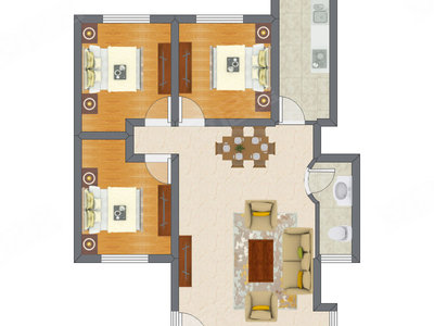 3室1厅 87.00平米户型图