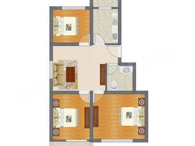 3室1厅 83.00平米