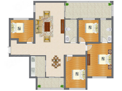 3室2厅 127.14平米